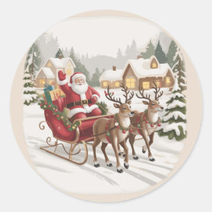 Klassieke Kerstman Negentiger Jaren Retro Kerstman Ronde Sticker