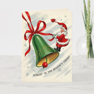 Klassieke Kerstman Op Een Bel Kaart