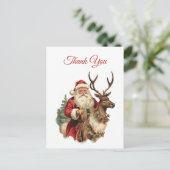 Klassieke Kerstman op een rendier Bedankt Briefkaart (Staand voorkant)