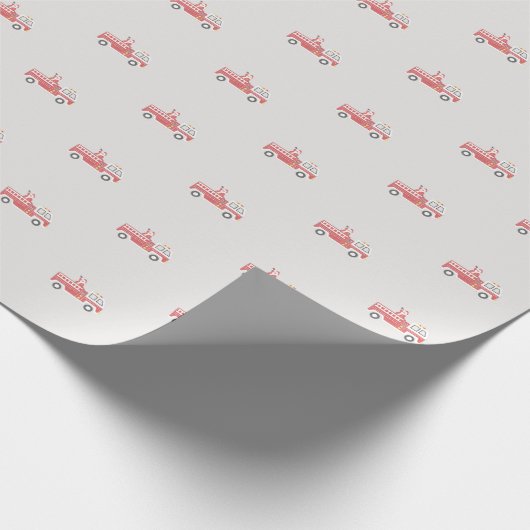 Klassieke Kerstman op een Vuurtruck Kerstmis Cadeaupapier (Hoek)