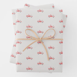 Klassieke Kerstman op een Vuurtruck Kerstmis Inpakpapier Vel