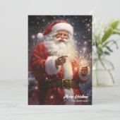 Klassieke Kerstman op feestelijke avond met lichte Feestdagenkaart (Staand voorkant)