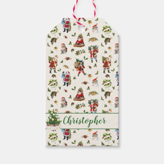Klassieke Kerstman Persoonlijke Kerstmis Cadeaulabel (Voorkant)