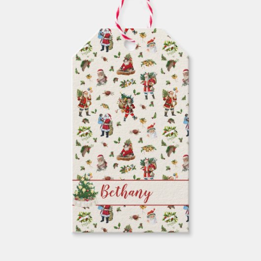 Klassieke Kerstman Persoonlijke Kerstmis Cadeaulabel (Voorkant)