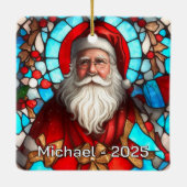 Klassieke Kerstman Portret Keramisch Ornament (Achterkant)