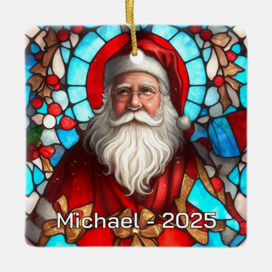 Klassieke Kerstman Portret Keramisch Ornament (Voorkant)