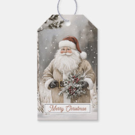 Klassieke Kerstman Prettig Kerstfeest Cadeaulabel