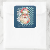 Klassieke Kerstman Prettig Kerstfeest Vierkante Sticker (Tas)