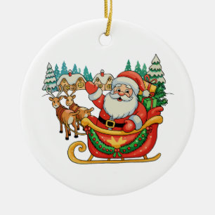 Klassieke Kerstman Rendier Kerstmis Retro Keramisch Ornament
