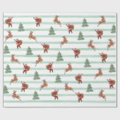 Klassieke Kerstman & Rendieren Cadeaupapier (Vlak)