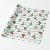 Klassieke Kerstman & Rendieren Cadeaupapier (Uitgerold)