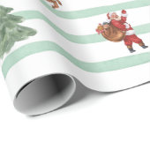 Klassieke Kerstman & Rendieren Cadeaupapier (Rol Hoek)