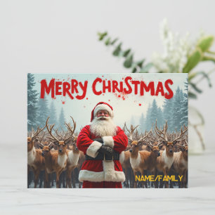 Klassieke Kerstman & Rendieren Feestdagenkaart