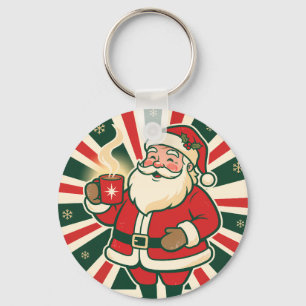 Klassieke Kerstman Retro Kerstmis Merry & Bright Sleutelhanger