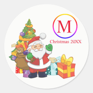 Klassieke kerstman ronde sticker