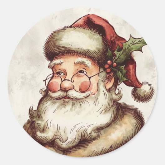 Klassieke Kerstman Ronde Sticker (Voorkant)