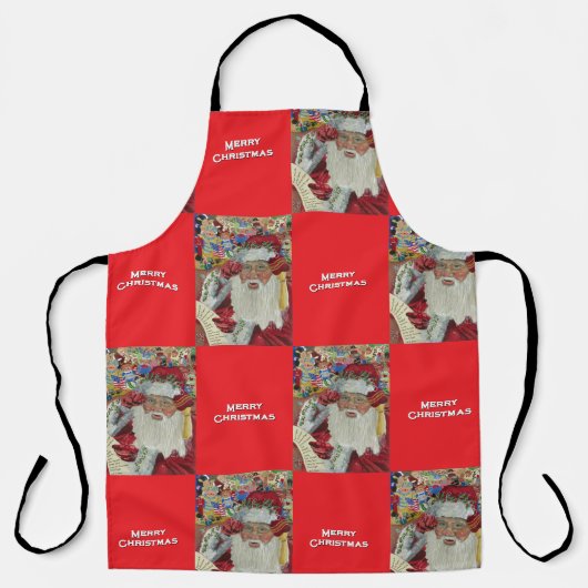 Klassieke Kerstman Rood 'Checking It Twice' Kerstf Schort (Voorkant)