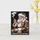 Klassieke Kerstman Rookt Sigaret Grappige Kerst Kaart (Gele Bloem)