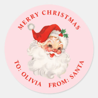Klassieke Kerstman roze en rode cadeau Ronde Sticker
