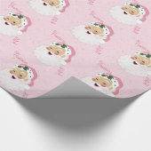 Klassieke kerstman roze gepersonaliseerd cadeaupapier (Hoek)