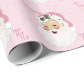 Klassieke kerstman roze gepersonaliseerd cadeaupapier (Rol Hoek)