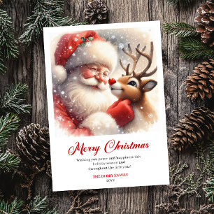 Klassieke Kerstman Rudolph Illustratie Kerstgroet Feestdagenkaart