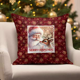 Klassieke Kerstman Rudolph Kussen Merry Xmas Warmt