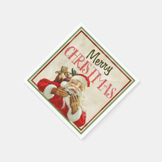 Klassieke  kerstman servetten (Hoek)