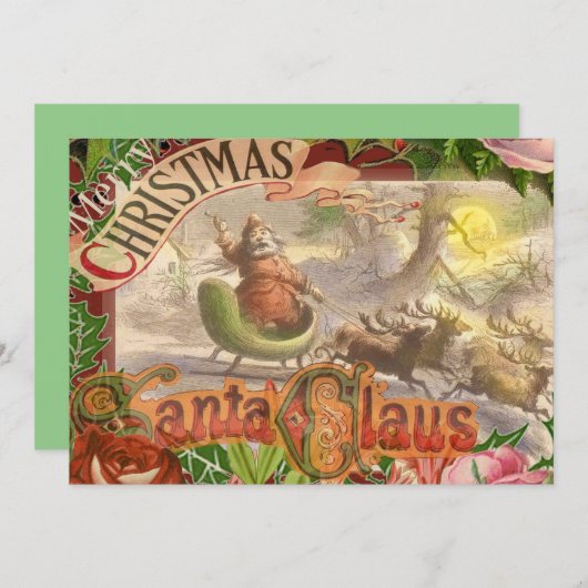 Klassieke Kerstman slee Feestdagenkaart (Voorkant / Achterkant)