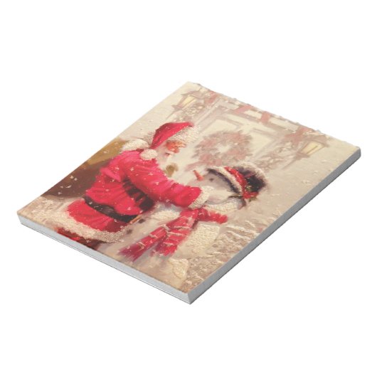 Klassieke Kerstman Sneeuwman Kerstfeest Notitieblok (Linkerzijde)