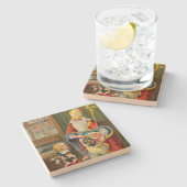 Klassieke Kerstman Stenen Onderzetter (Zijkant)