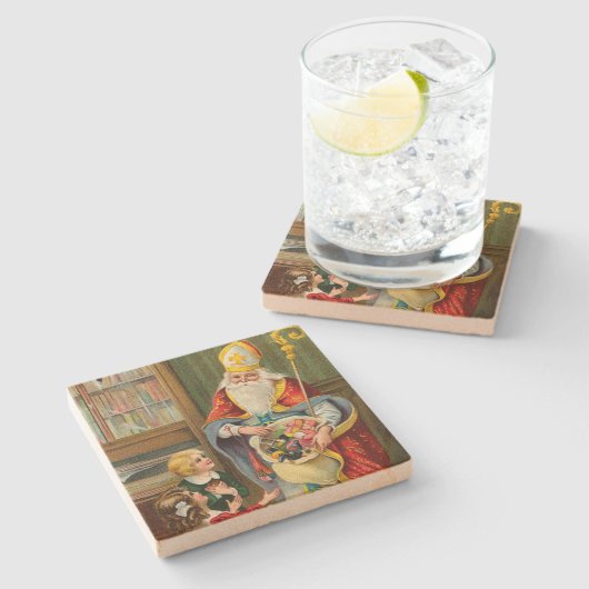 Klassieke Kerstman Stenen Onderzetter (Zijkant)