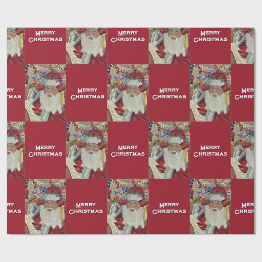 Klassieke Kerstman - Twee keer controleren Vakanti Cadeaupapier (Vlak)