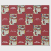 Klassieke Kerstman - Twee keer controleren Vrolijk Cadeaupapier (Vlak)