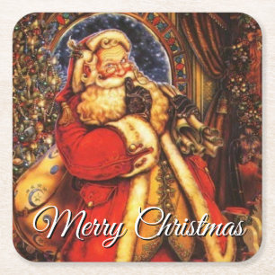 Klassieke Kerstman Uw Groet Kartonnen Onderzetters
