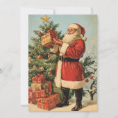 Klassieke  kerstman versierd kerstboom feestdagenkaart (Voorkant)