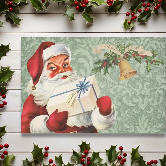 Klassieke Kerstman Victoriaans Groen Tissuepapier