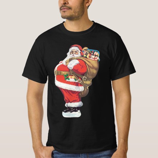 Klassieke Kerstman, Victoriaanse Kerstmis-uitknipf T-shirt (Voorkant)