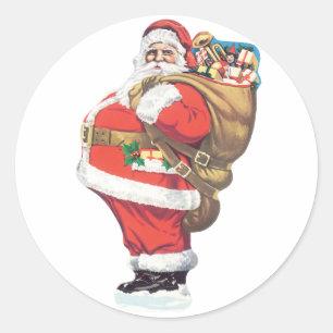 Klassieke Kerstman, Victoriaanse Kerstmis uitsnede Ronde Sticker