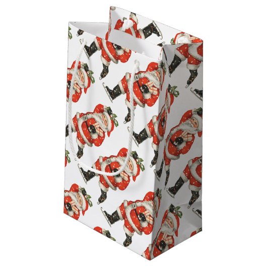 Klassieke Kerstman Victorian Santa Claus IJsschaat Klein Cadeauzakje (Achterkant Gekanteld)