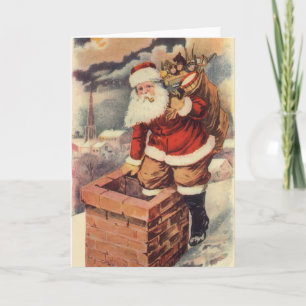 Klassieke Kerstman Victorian Santa Claus in Schoor Feestdagen Kaart