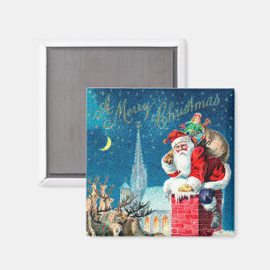 Klassieke Kerstman Victorian Santa Claus op Schoor Magneet