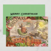 Klassieke Kerstman Vliegende Slede Feestdagenkaart (Voorkant / Achterkant)