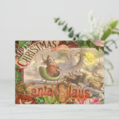 Klassieke Kerstman Vliegende Slede Feestdagenkaart (Staand voorkant)