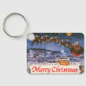 Klassieke Kerstman Vliegt in Zijn Slede Sleutelhanger (Achterkant)
