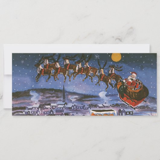Klassieke Kerstman vliegt met zijn slee (Voorkant)