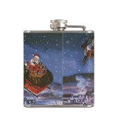 Klassieke Kerstman vliegt met zijn slee Heupfles (Achterkant)