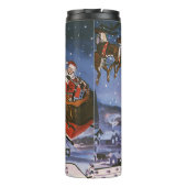 Klassieke Kerstman vliegt met zijn slee Thermosbeker (Achterkant)