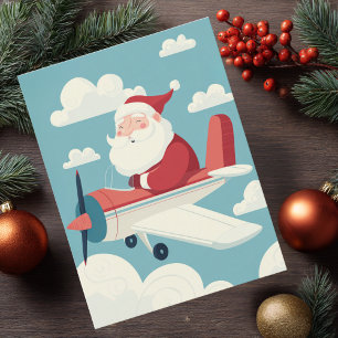 Klassieke Kerstman Vliegtuig Wolken & Foto Luchtva Briefkaart