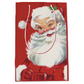 Klassieke Kerstman, vrolijk en knipogend Medium Cadeauzakje (Voorkant)